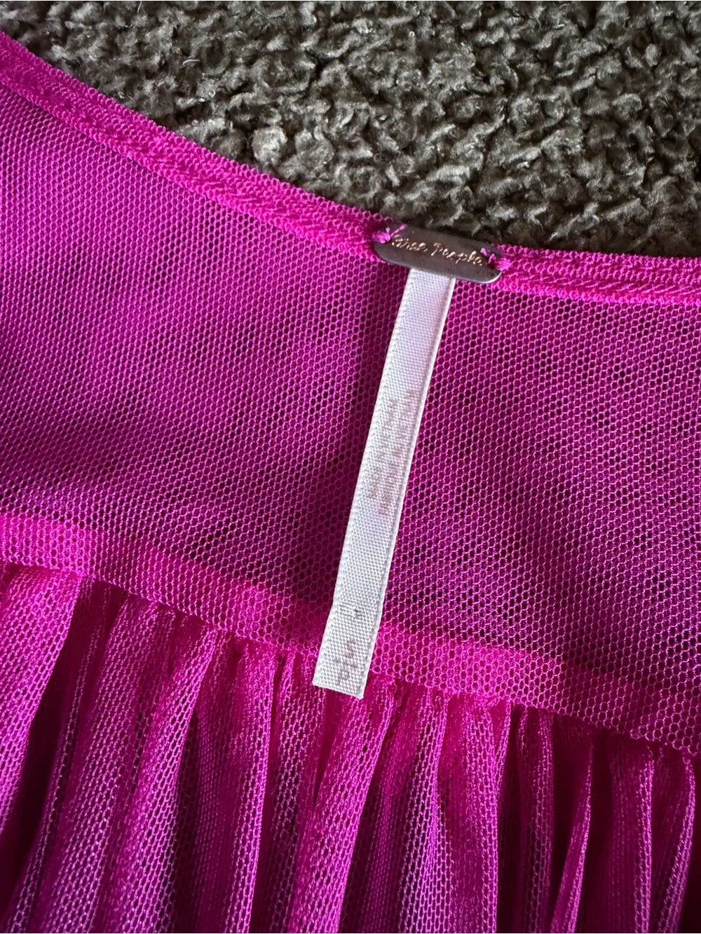 Free People Hot Pink Mesh Ruched Crop Top — Size S - Picture 3 of 3